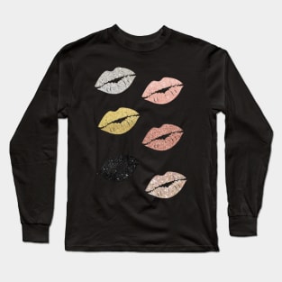 Metallic Faux Glitter Lips Pack Long Sleeve T-Shirt